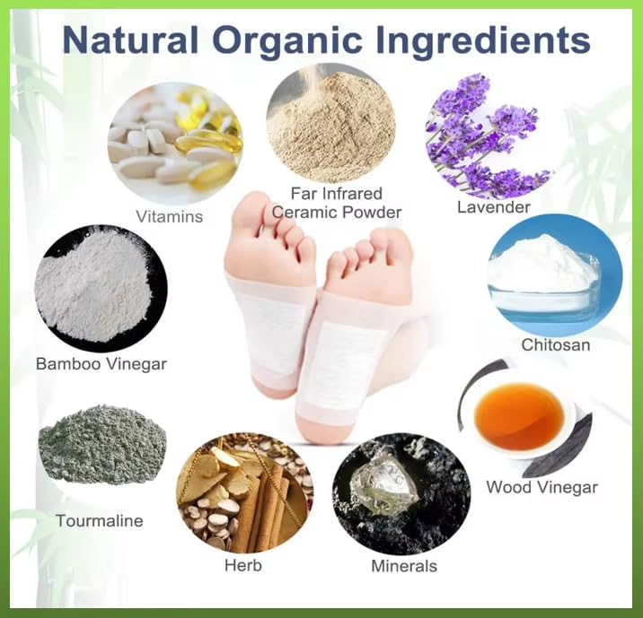 Image of Crasts Foot patch (Pack of 10) Herbal And Gentle Ingredient Detox Foot Pads, Natural Ingredients for Sleep Aid, Pain Relief, Toxin Removal with Bamboo Vinegar and Acupoint Micro-Massage Technology