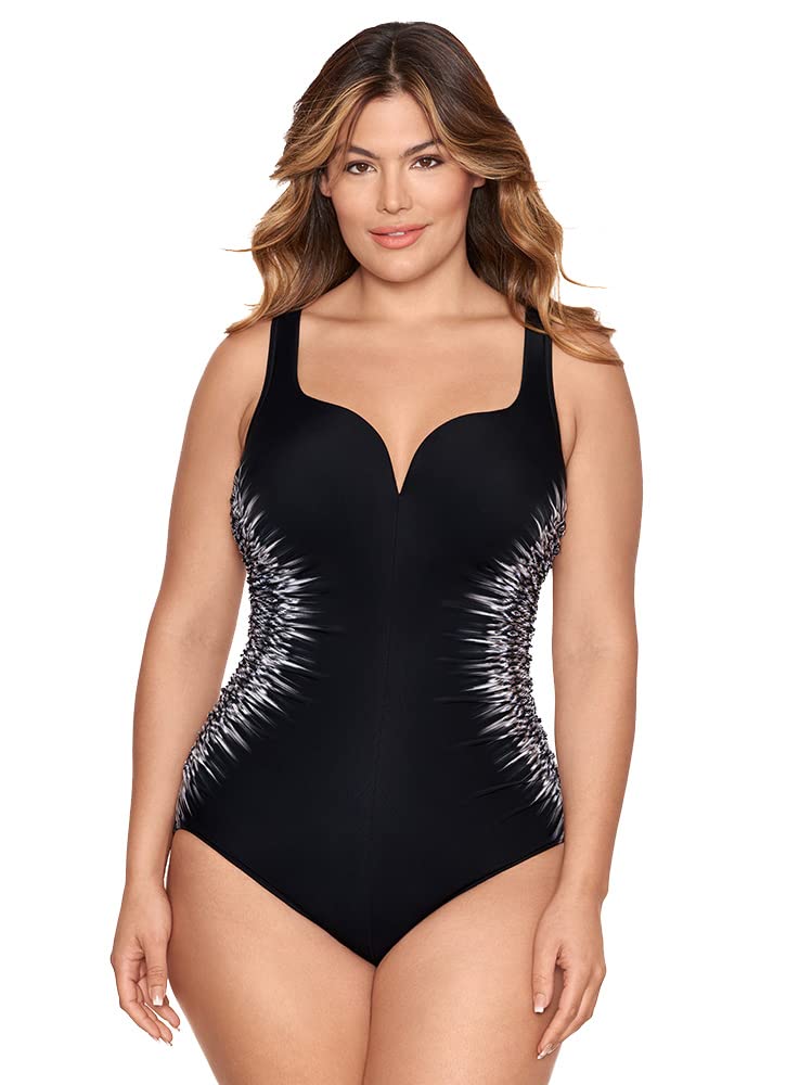 MiraclesuitWomen's Plus Size Swimwear D-Cup Warp Speed Temptress Tummy  Control V-Neckline One Piece Swimsuit