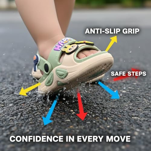 Image of GLJ Kids Comfort Clogs Sandals for Boy and Girl, 1 to 14 Years, Two-Strap Design, Easy to Wear Slip On, Dust and Waterproof, 1100