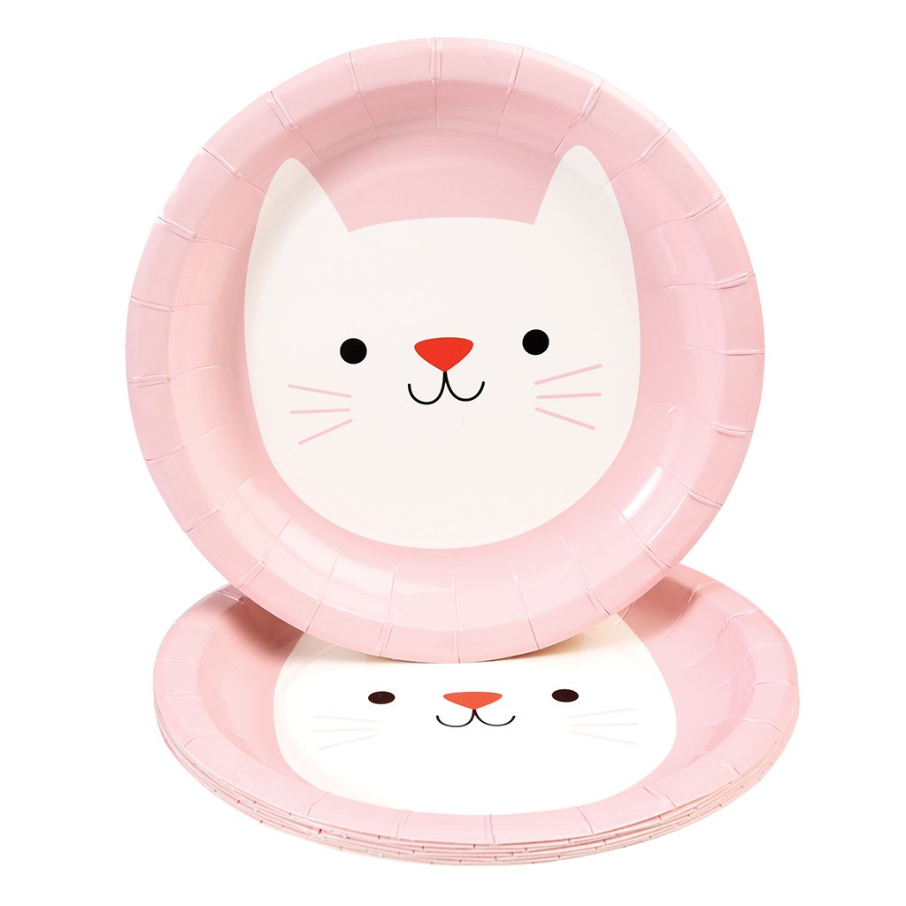 Set of 8 Disposable Paper Plates - Choice of Design (Cookie The Cat)