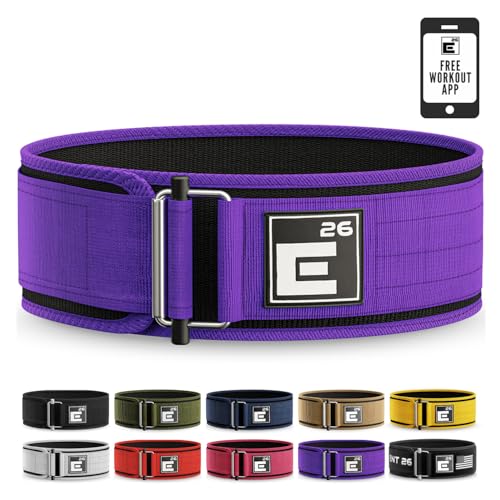 Self-Locking Weight Lifting Belt | Premium Weightlifting Belt for Serious Functional Fitness, Weight Lifting, and Olympic Lifting Athletes | (Medium, Purple)