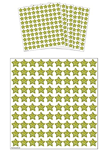 HENBRANDT Gold Holographic Star Stickers (Pack of 500) Gold Stars Mini Teacher Reward Stickers Scrapbook Stars for Crafts Glitter Art and Craft Classroom Resource