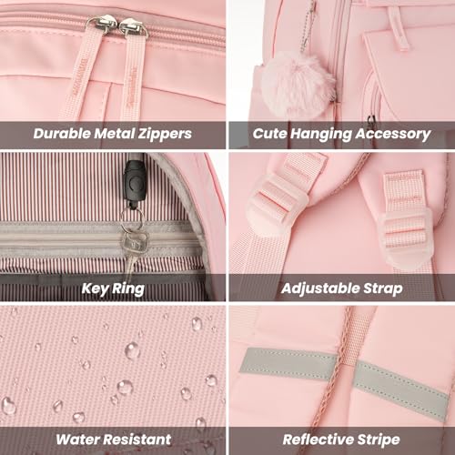 Image of WINDARS School Backpack for Teen Girls, Cute College Backpacks for Women Students Aesthetic Bookbag Large 15.6 Inch Laptop Bag Middle School Travel Back Pack (Pink)