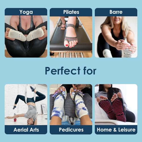 Tucketts Crew Toeless Non-Slip Grip Socks - Anti Skid Yoga, Barre, Pilates, Home & Leisure, Pedicure3