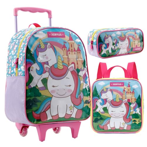Kit Mochila Infantil Unicórnio Lancheira Estojo Xeryus