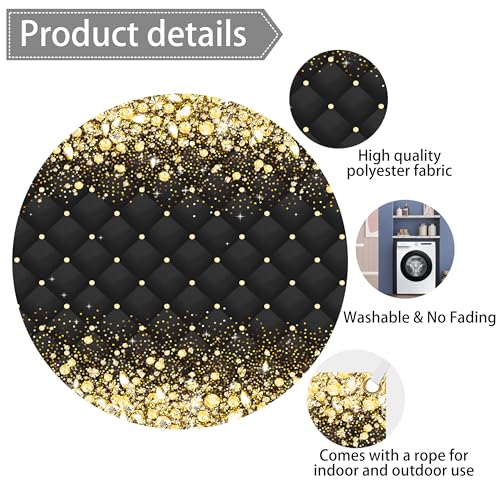 Image of Birthday Decorations Backdrop 10 x 8 ft Green Golden Happy Birthday Banner Large Birthday Party Background for Men Women Kids Photo Shoot Supplies (Black, 10 * 8 ft)