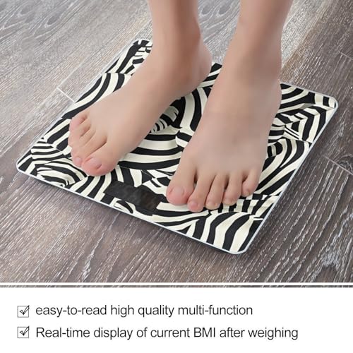 Báscula digital para baño con diseño rayas negro y blanco miniatura 5