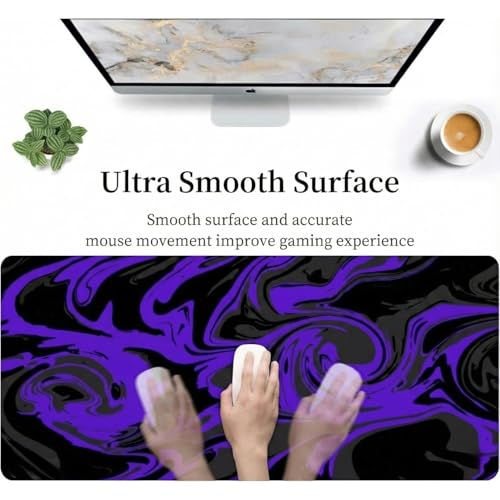 Image of Saco XXL Gaming Mouse Pad for PC - Large Desk Mat 900x400x3mm, Extended Non-Slip Rubber Base, Waterproof Surface, Liquid Wave Design, Big Keyboard Mouse Pad for Office & Home Setups
