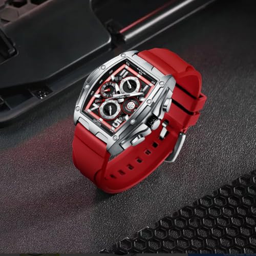 Image of LIGE Mens Watches Luxury Tonneau Watches for Men Waterproof Analog Watch Chronograph Calendar Date Men's Dress Business Work Watch Large Square Face Wristwatch