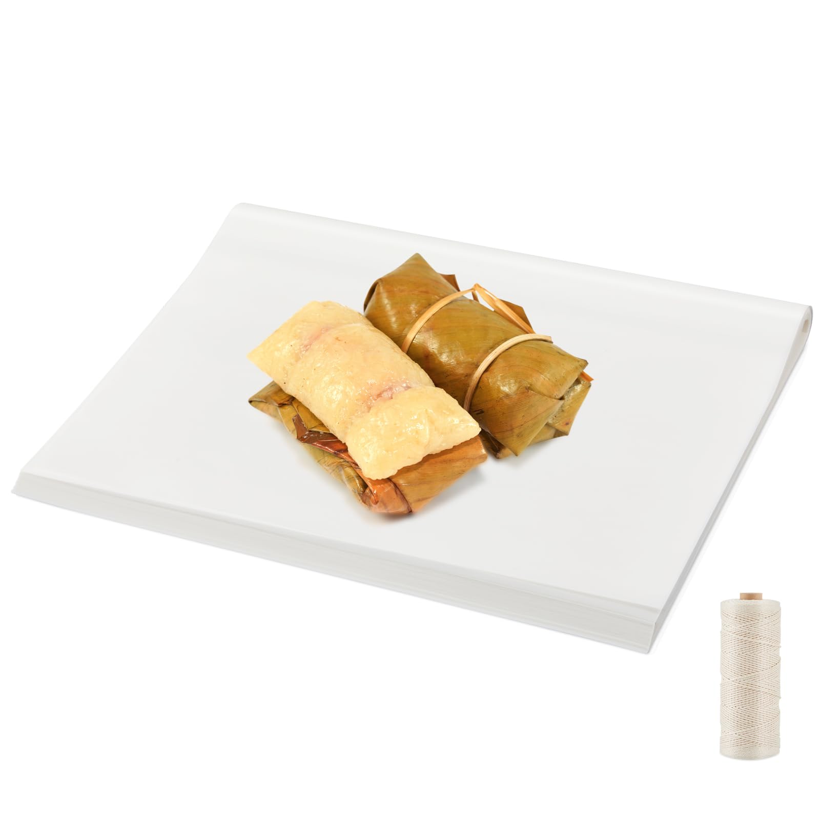 Dunzoom 100 hojas de papel de regalo de pastel de 12 x 18 pulgadas con cuerda de carnicero, hojas de papel desechables de carnicero, resistentes a la grasa y al agua, para envolver pasteles de masa