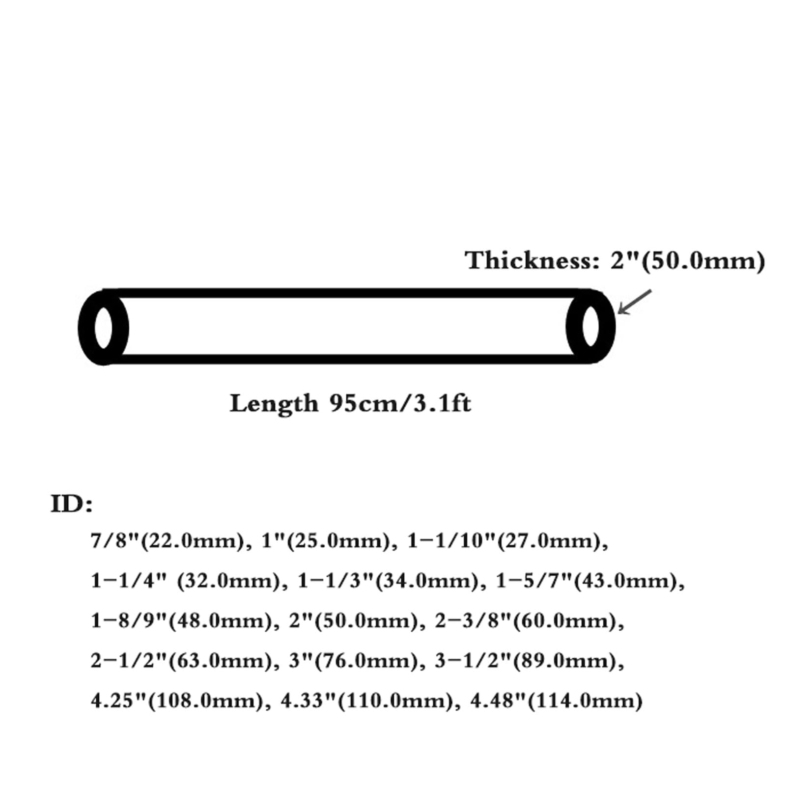 Autoadesivo Tubo Isolante Isolante per Tubature Tubo Isolante Autoadesivo Semiaperto per Tubi acqua Fredda e Calda, Spessore Parete 50.0 mm, Lunghezza 95 cm(110.0mm/4.33")