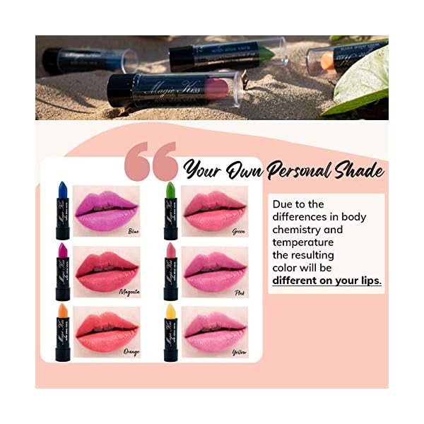 Magic Kiss Color Changing Matte 6 Piece Lipstick Set infused with Aloe Vera Made in USA (Colors of Aloha 1)