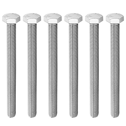 Image of Bettomshin 10Pcs M8 x 90mm Hex Bolts, 304 Stainless Steel 1.25mm Thread Pitch Fully Threaded Metric Hex Head Screw Bolts, Hexagon Screw Bolt, Hex Tap Bolts, Silver (Overall Size 95.45x13x13mm)