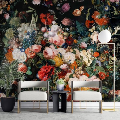 Dark Floral Wall Mural Peel and Stick 177