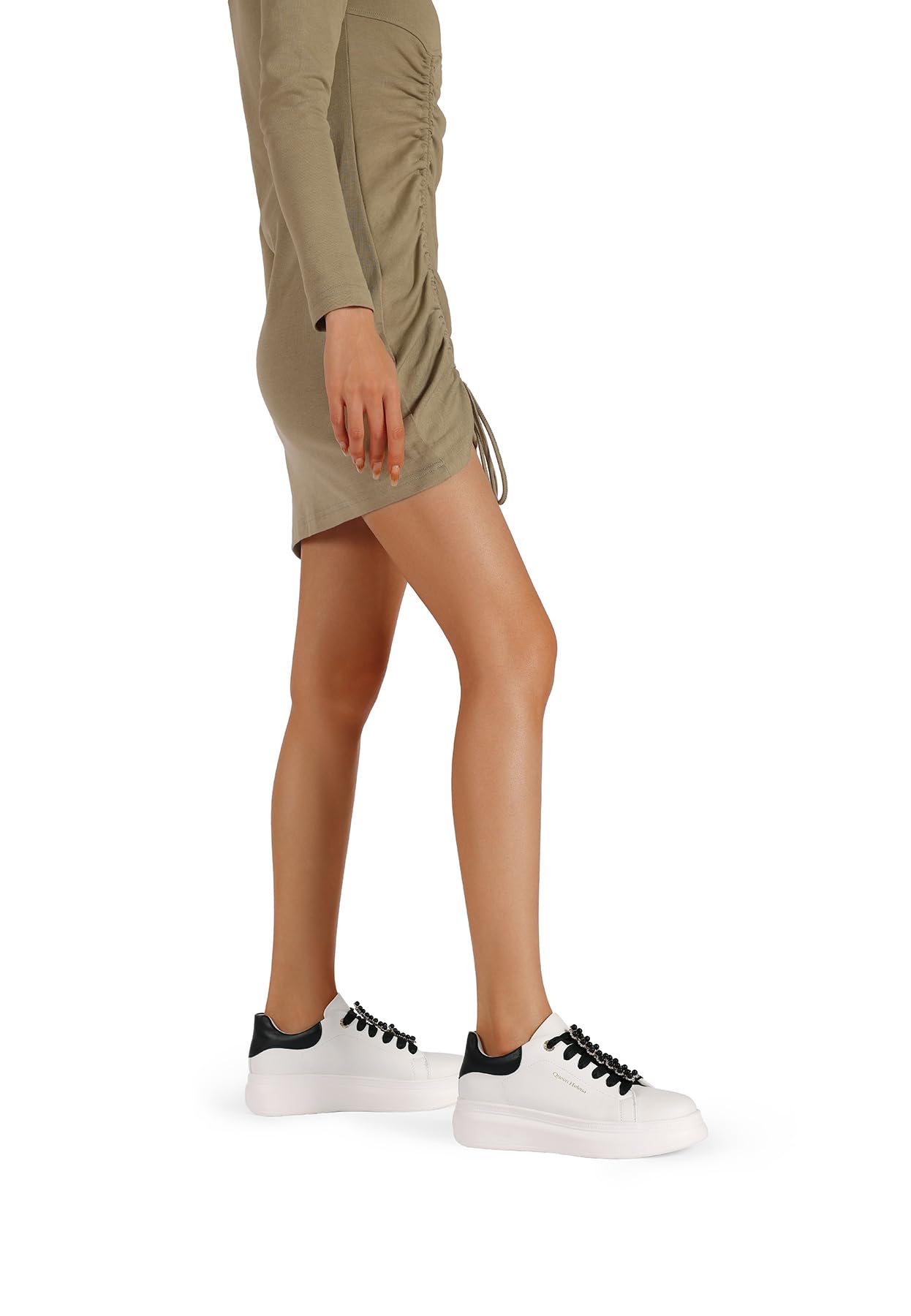 QUEEN HELENA Sneakers Platform con Perle Scarpe da Ginnastica Casual Donna X32-13