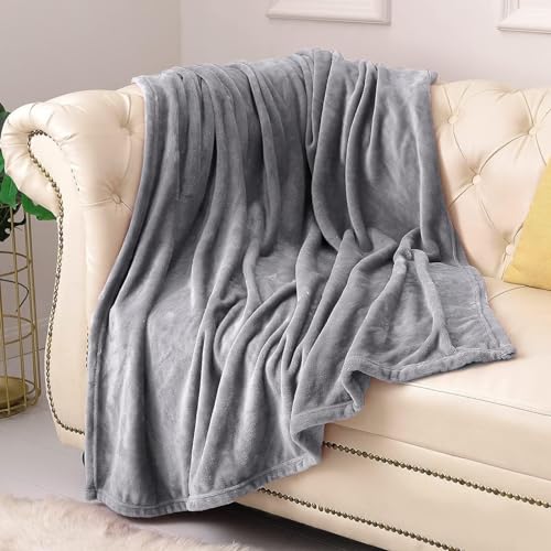 Image of KMUSET Fleece Blanket Twin Size Grey Lightweight Throw Blanket Super Soft Cozy Microfiber Blanket Factory Shop