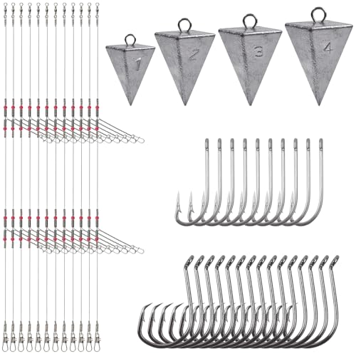 Surf Fishing Tackle Kit Surf Fishing Rigs Double Hook Bottom Rigs Hi-Lo Rig Fishing Leader Rig Pier Fishing Catfishing Bottom Fishing Beach Ocean Saltwater Fishing Rigs