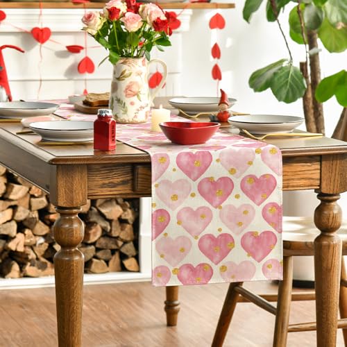 Artoid Mode TABLERUNNER-VALENTINE-33183-056 Golden Pink Love Valentine'S Day Table Runner thumb #2