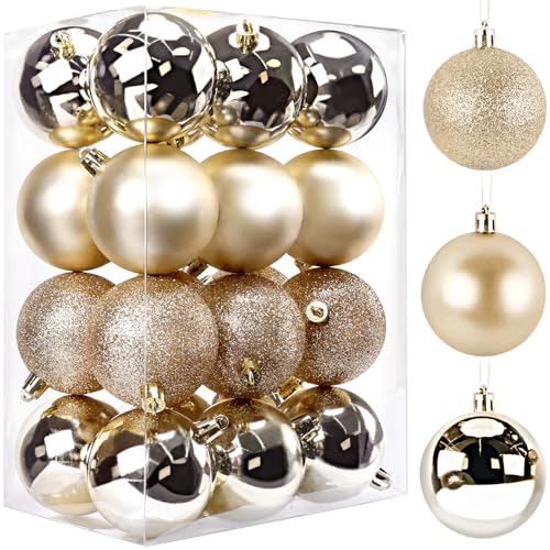 TranquilBliss Christmas Ball Ornaments 24pcs 2.5-Inch Christmas Tree Decorations for Xmas Tree Balls, Ideal for Holiday Christmas Party Wreath Tabletop Tree Decor Ornaments?Champagne?