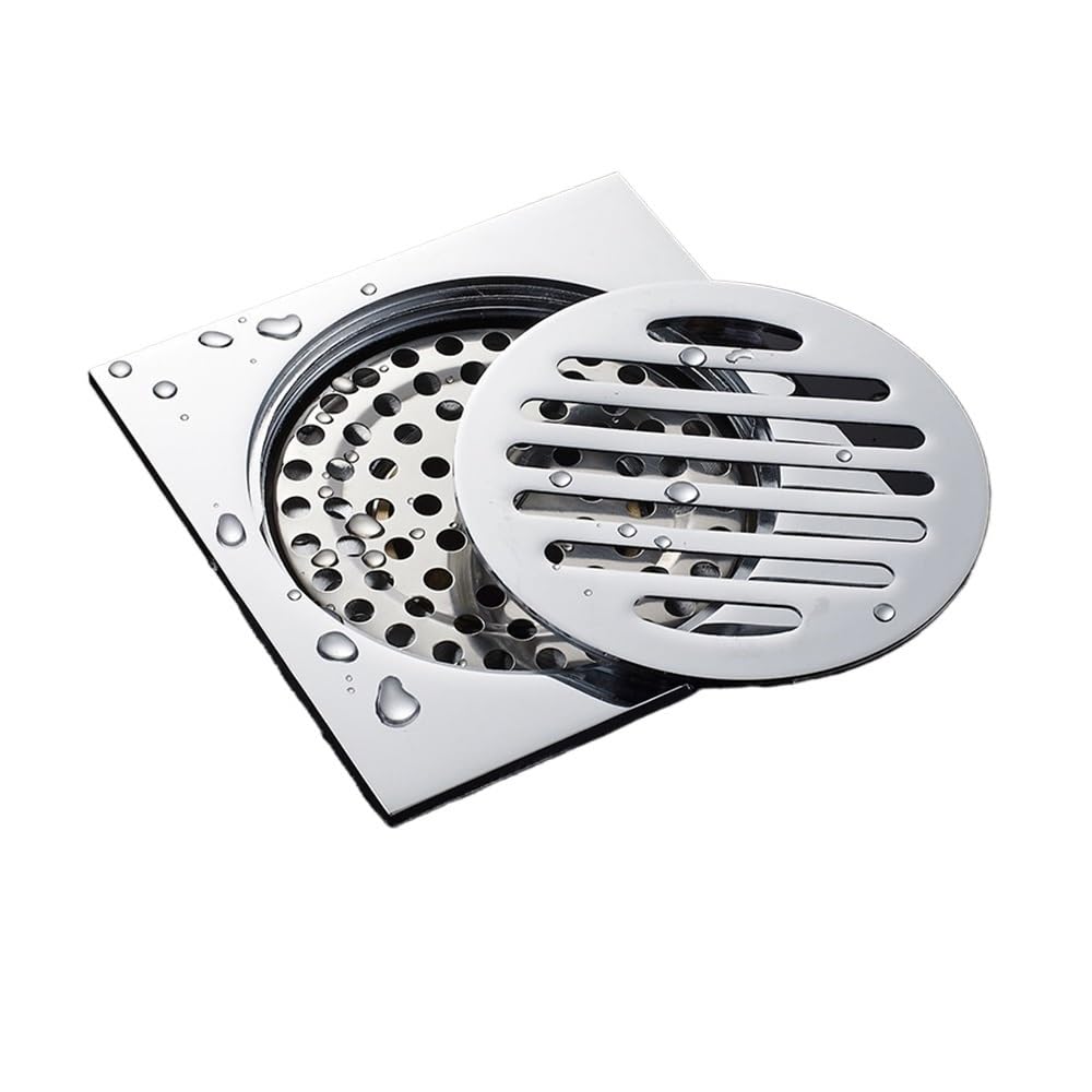 Jobaojiang 10X10cm A3 Bathroom Floor Shower Drain Waste Floor Drain Bathtub Shower Drainer Stainless Steel Square Drainage(10X10cm A3)