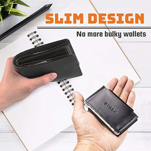 Image of Minimalist Slim Wallet Credit Card Holders - Elastic Small Front Pocket Wallet For Men Women