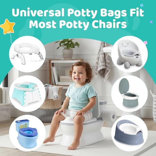 Image of [36 Counts] Newnice Upgraded Drawstring Potty Liners for Travel Potties | Absorbent pads, toddler road trips, portable toilet refills, 2-in-1 potty and commode chair use