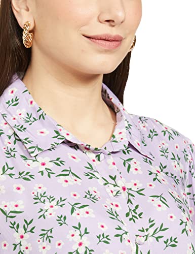 Image of Max Women Printed Spread Collar Shirt Calf Length Dress