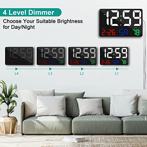 U-picks Digital Wall Clock, 11.5" Large Display With Wireless Remote Control, Oversize Alarm With Date Temp - Image 4