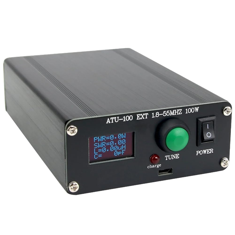 ATU-100 PRO+ 1.8-55Mhz Accordatore Automatico D'Antenna Multifunzione, Pratico, da 0.96" e Ricaricabile, in ABS + -ABVP