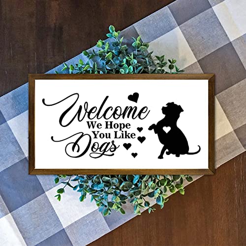 Panneau mural en bois Welcome dogs décoration maison 55x30 cm