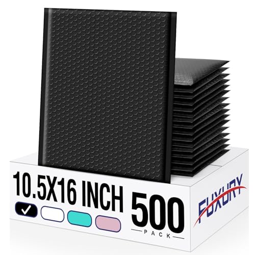 Image of Fuxury 500 Pack Black Bubble Mailers 10.5x16 Inch, Self Seal Padded Envelopes Waterproof Mailing Envelopes Bubble Padded, Cushioning Padded Mailers, Bubble Bags for Packaging, Small Business Large #5