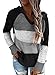 Dokotoo Damen Aushöhlen Hoodie V-Ausschnitt Strickpullover Lange Ärmel Winterjacke Farbblock Strickpulli Casual Hoodie Sweatshirt Schwarz XL