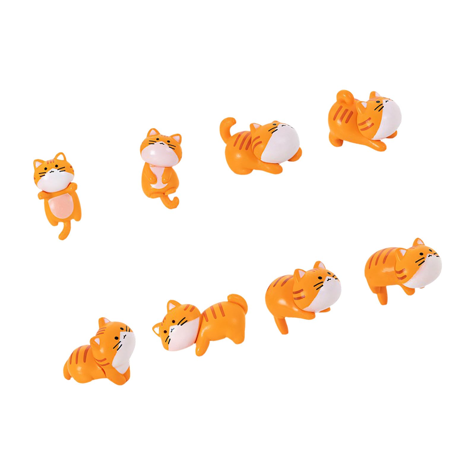 Kangnice Of 8 Cartoon Miniature Cats Figurine Desktop Decors for Home Offices Car Dashboard Decoration Ornaments Miniature Cats Figurine