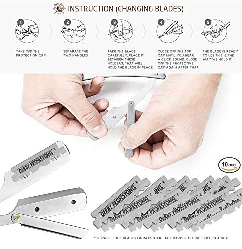 Hunter Jack Beard Grooming Kit For Men, 3Pc - Metal Comb, Beard Scissors, Straight Razor - Great For Beard Growth, Trimming & Styling Your Mustache And Beard Care - Premium Gift Box & Free Ebook #TOP5