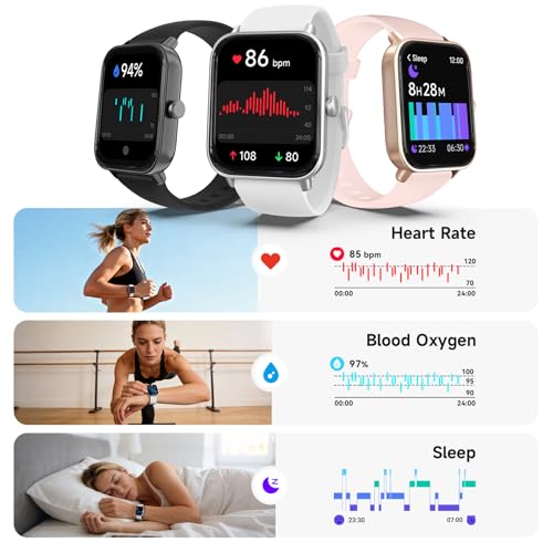 Image of Smart Watch for Women Men,1.85 inch AMOLED Touchscreen for Android & iPhone Alexa Built-in Bluetooth Calls,Fitness Watch 110+ Sport Modes Heart Rate /Sp02 /Sleep /Calories Monitor IP68 Waterproof