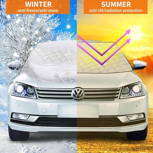 Sonnenschutz Auto Frontscheibe 2 in 1 – Frontscheibenabdeckung Sommer & Winter, Faltbare Windschutzscheiben Abdeckung gegen Schnee EIS Frost UV-Strahlen Staub, Wasserdicht für Auto SUV PKW (B)