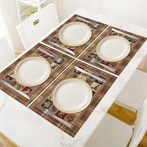 Retro Rustic Lodge Placemats Set of 6, Vintage Cabin Farmhouse Country Style Place Mats, Heat Resistant Non Slip Cotton Linen Dining Table Mats for Home Kitchen 18x12 Inch Retro Rustic Lodge Placemats Set of 6 Vintage Cabin Farmhouse Country Style Place Mats Heat Resistant Non Slip Cotton Linen Dining Table Mats for Home Kitchen 18×12 Inch