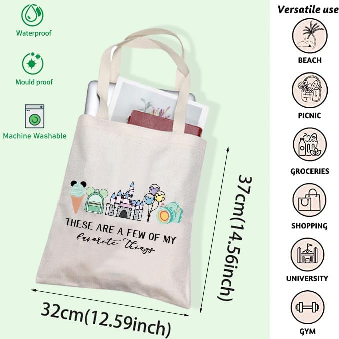 FOTAP Vacation Trip Gift Fairytale Fans Shoulder Bag Mouse Family Trip SnacksTote Bag Magic Kingd*m Gift Mouse Ice Cream Handbag (F-things Mouse Tote) - Image 4