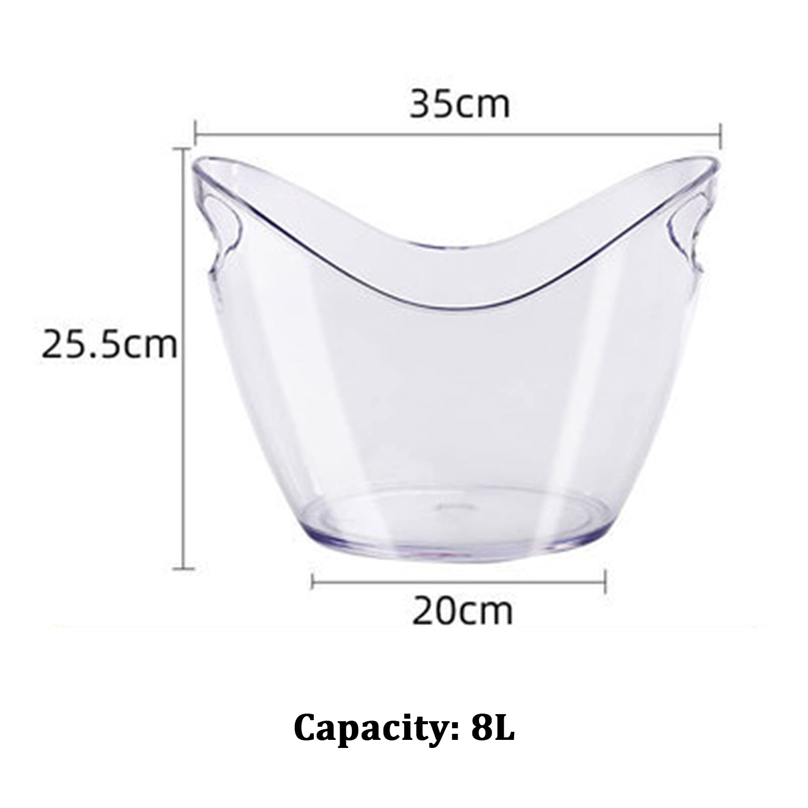 Cubo para Bebidas con Asas, Cubo Grande para Hielo, Ideal para familias, Fiestas, barbacoas y picnics, Transparente, 8 l, Morado