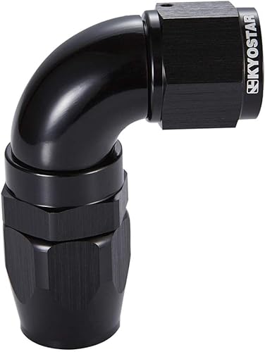 10AN accesorios de 90 grados para línea de combustible de aceite trenzado negro # 4416