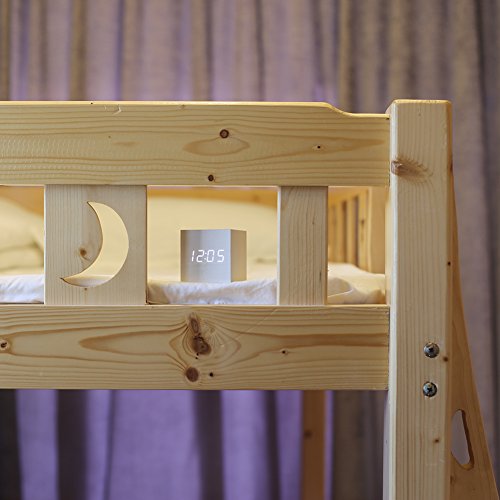 image for T&F Wood Alarm Clock Digital LED Light Minimalist Mini Cube with Date 