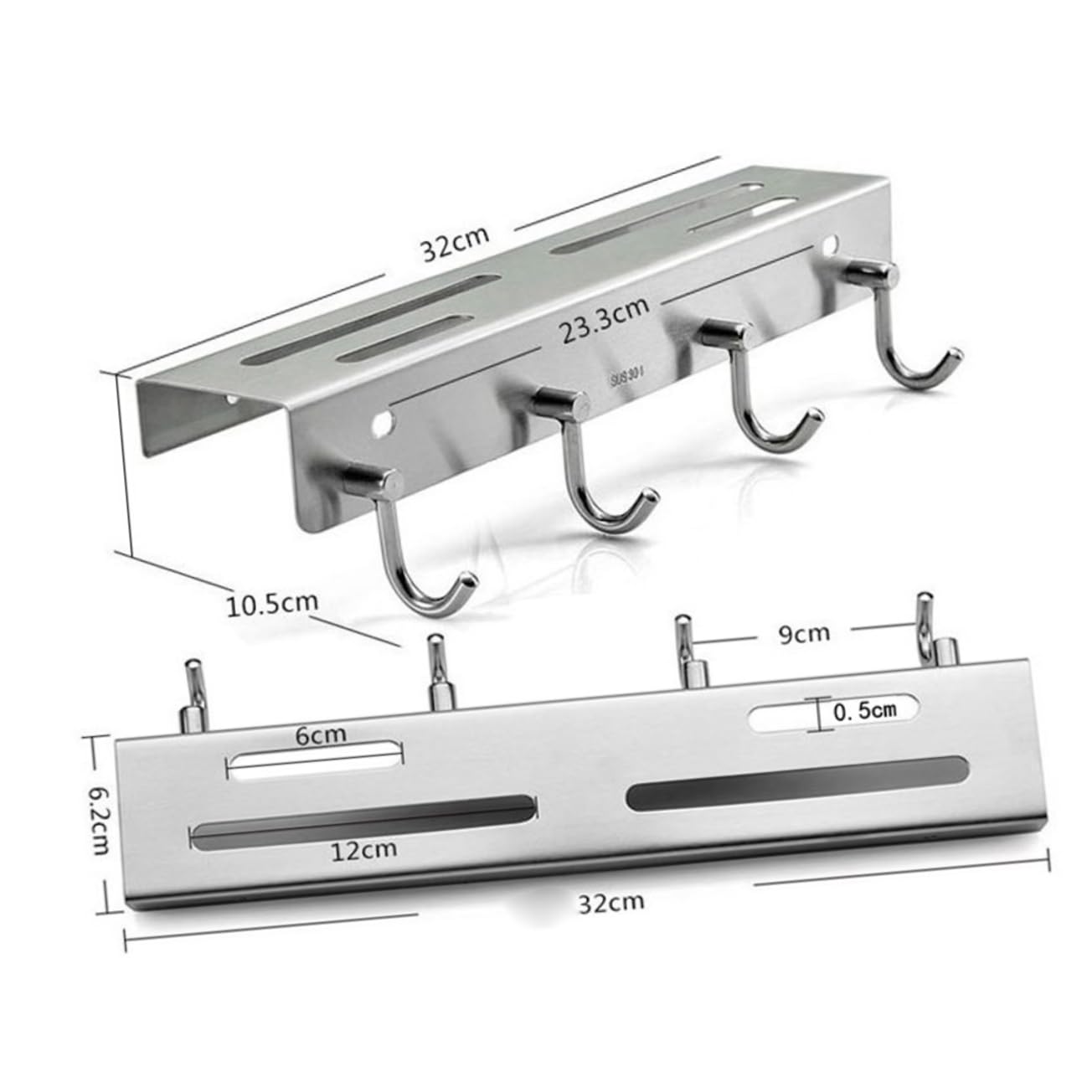 ABOOFAN Stainless Steel Wall Mounted Knife Rack with Hooks Space Saving Kitchen Storage Organizer for Utensils and Tools Safe Design for Home Efficiency