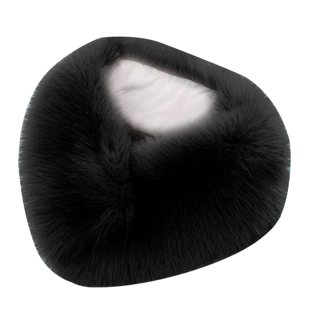 Surakey Warm Faux Fur Scarf Winter Thick Collar for Match Sweater Coat Overcoat Girls Plush Scarf for Women Black