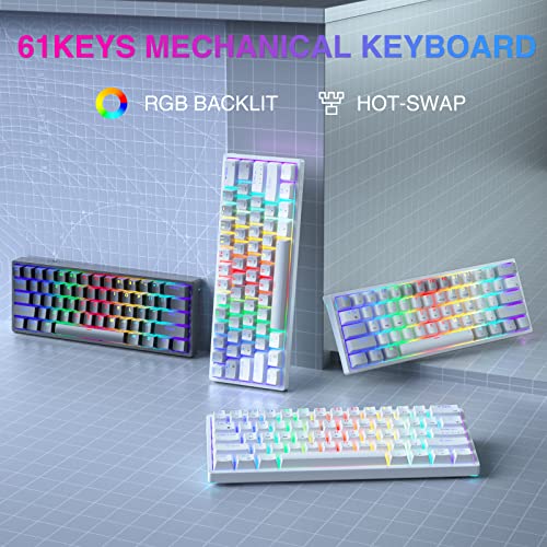 Image of AULA F3261 Mechanical Keyboard Gaming, Gaming Keyboard 60 Percent Keyboard Cable Gaming Keyboard Small, RGB PC Keyboard for Computer /Tablet /PS /Xbox, QWERTY, Red Switches - Black