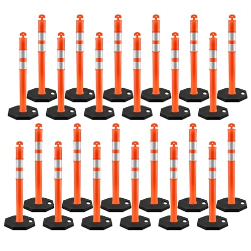 Image of Xpose Safety 45 inch Orange Delineator Posts with Base, 24-Pack
