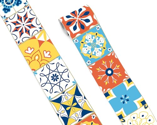 FLFK Wall Border Tile Stickers Peel and Stick Wallpaper Border for Kitchen Backsplash Bathroom Shower Room,4'x240'