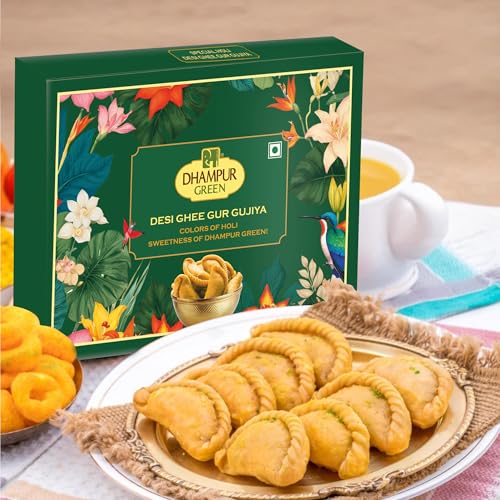 Image of Dhampurgreen Desi Ghee Gur Gujiya, 250g | Gujiya Sweets | Indian Mithai | Holi Gift Hamper