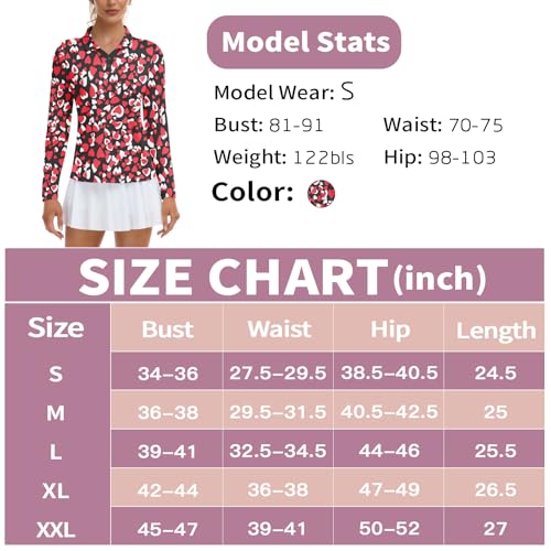 Image of Soneven Womens Golf Shirts Moisture Wicking V Neck Long Sleeve Polo Shirts Collared Tops