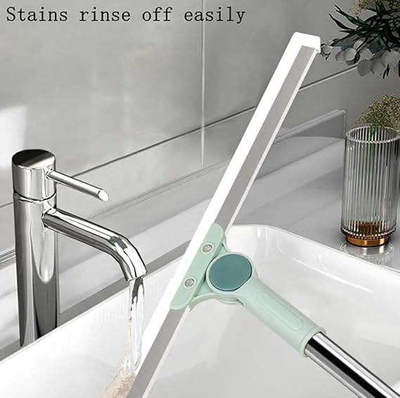 Image of 50-CM Multifunctional Magic Broom with Long Adjustable Handle | Silicone Floor Squeegee & Washer with 180 Rotating Head for Bathroom, Kitchen & Home Cleaning (White)