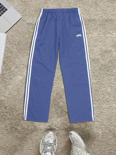 ZAFUL Men's Side Stripe Sweatpants Baggy Elastic Waisted Straight Leg Casual Pants Contrast Trousers4